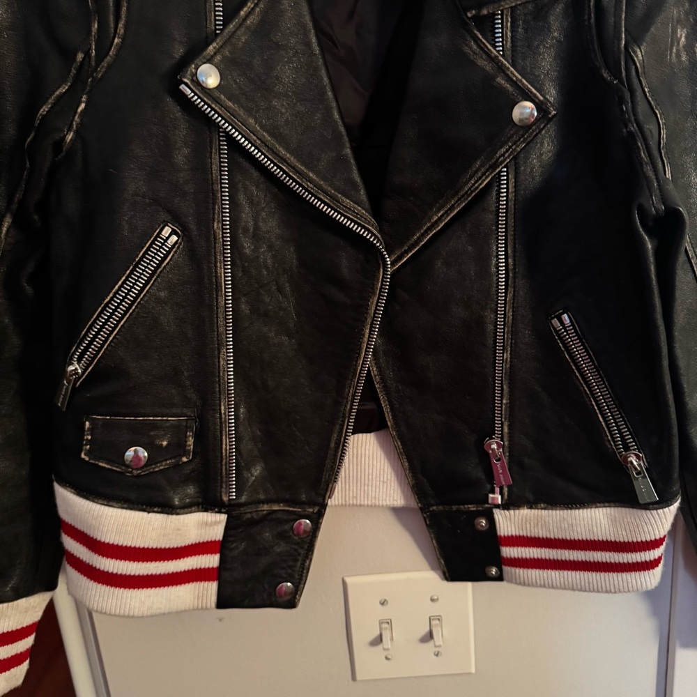 Anine Bing Quinlan Distressed Leather Moto Jacket - Picture 6 of 13